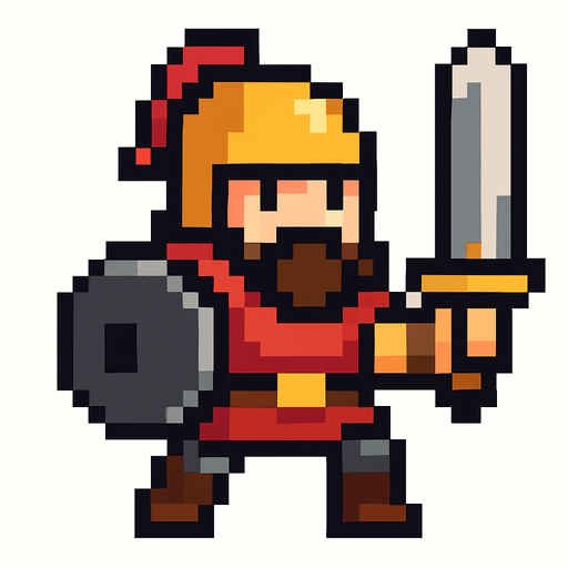 savaşçı piksel.
In-Game asset.  2d.  High contrast.  No shadows