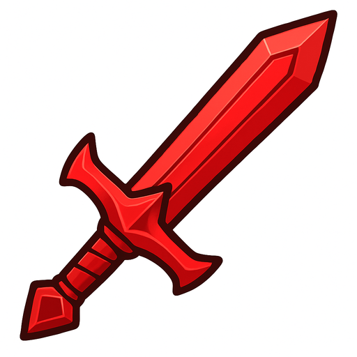 red sword.
In-Game asset.  2d.  High contrast.  No shadows