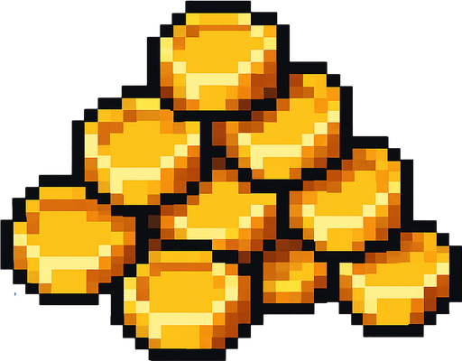 gold.
In-Game asset.  High contrast.  No shadows. pixel. pixel