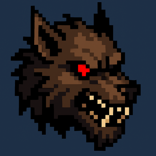 werewolf red eye pixel.
In-Game asset.  2d.  High contrast.  No shadows