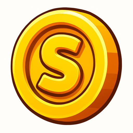 A coin in like subway surfers game with no back ground.
In-Game asset.  2d.  High contrast.  No shadows