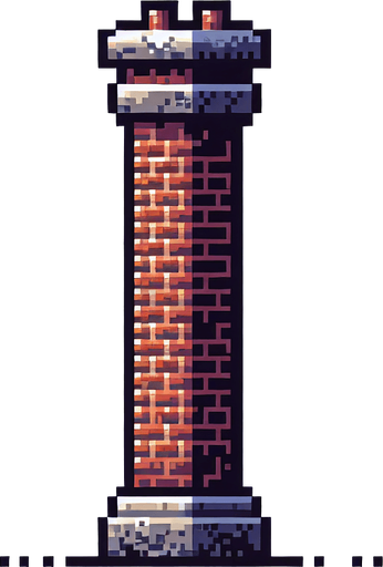 chimney. pixelart. residential chimney. only chimney. Single Game Texture. In-Game asset. 2d. Blank background. High contrast. No shadows.