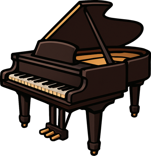 Piano enorme.
In-Game asset.  2d.  High contrast.  No shadows