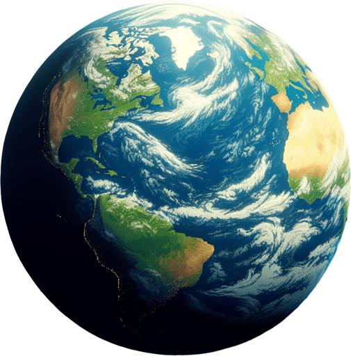 2d earth

Single Game Texture. In-Game asset. 2d. Blank background. High contrast. No shadows.