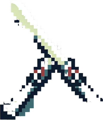 pixel art banner of a pair of skis crossed.
Single Game Texture. In-Game asset. 2d. Blank background. High contrast. No shadows.