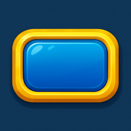 I want a button box with rounded corners and a colorful design using blue, yellow, and white colors.  
In-Game asset.  
There should be no text inside the button.