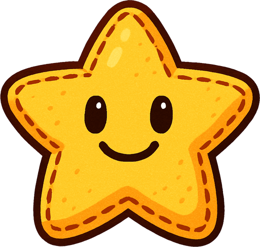 Yellow star plushie with a smile on it.
In-Game asset.  2d.  High contrast.  No shadows