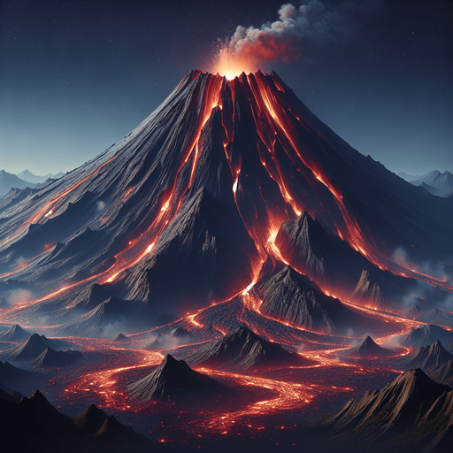 a volcanic mountain with lava but only few smoke