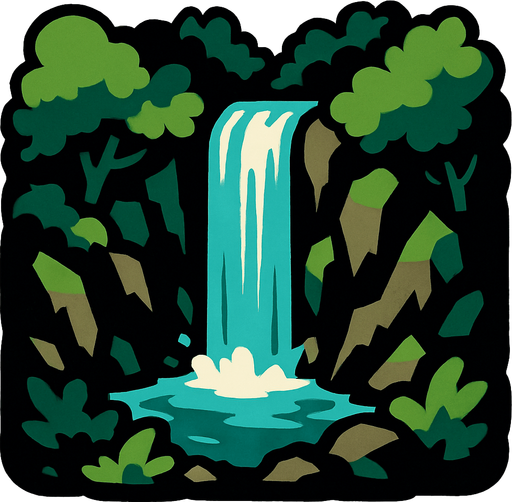 hiddenWaterfall.
In-Game asset.  2d.  High contrast.  No shadows
