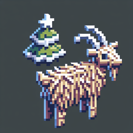 A straw goat christmas decoration. Pixelart. Single Game Texture. In-Game asset. 2d. Blank background. High contrast. No shadows.