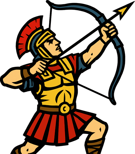 Roman Archer Aiming High.
In-Game asset.  2d.  High contrast.  No shadows