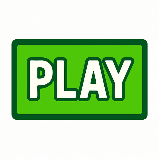 crea la imagen de un rectangulo verde con borde verde oscuro y en medio que tenga la palabra play.
In-Game asset.  2d.  High contrast.  No shadows
