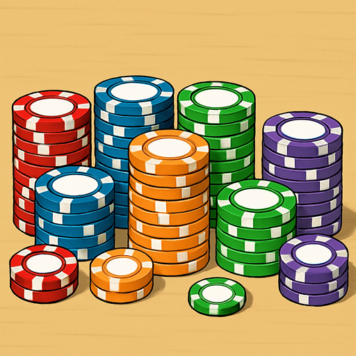 A couple different sized stacks of these chips beside each other.