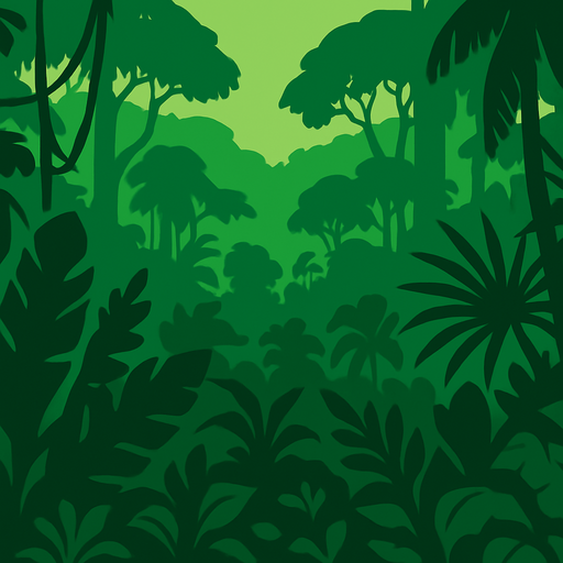 Fond d'écran forêt amazonienne.
In-Game asset.  2d.  High contrast.  No shadows