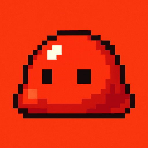 Slime rojo, pixelart.
In-Game asset.  2d.  High contrast.  No shadows