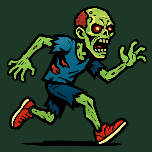 Light-skin runner zombie.
In-Game asset.  2d.  High contrast.  No shadows
