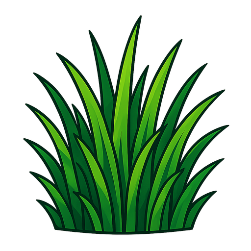 Grass.
Single Game Texture.  In-Game asset.  2d.  Blank background.  High contrast.  No shadows