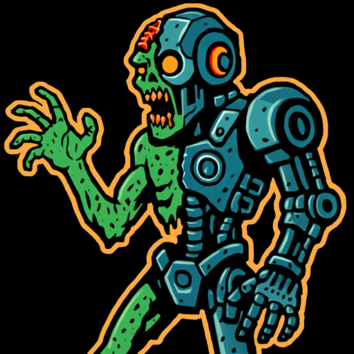 MACHINE ZOMBIE.
In-Game asset.  2d.  High contrast.  No shadows