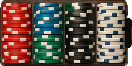 A rack of poker chips seen from overhead.