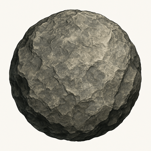 una roca circular muy realista.
In-Game asset.  2d.  High contrast.  No shadows