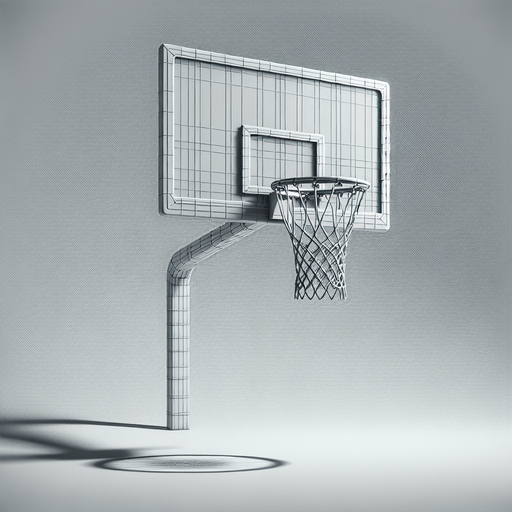 Basketball basket.
Single Game Texture. In-Game asset. 2d. Blank background. High contrast. No shadows.