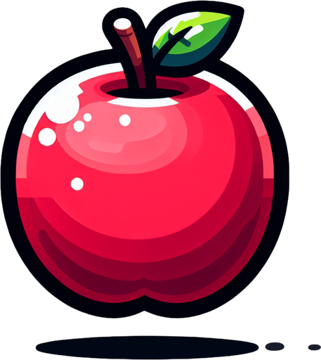 apple.
Single Game Texture. In-Game asset. 2d. Blank background. High contrast. No shadows.