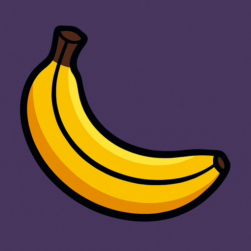 A 2D Banana.
In-Game asset.  2d.  High contrast.  No shadows