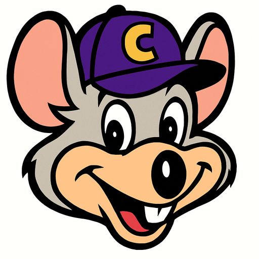 chuck e cheese head.
In-Game asset.  2d.  High contrast.  No shadows