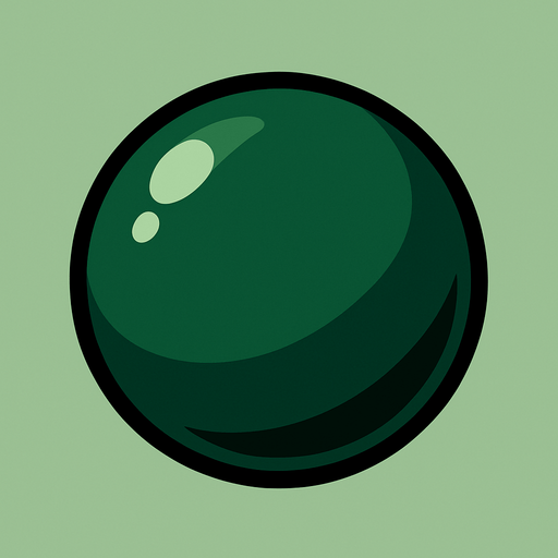 Koyu yeşil bilye.
In-Game asset.  2d.  High contrast.  No shadows