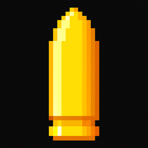 an 16bit 20x40 yellow bullet.
In-Game asset.  2d.  High contrast.  No shadows