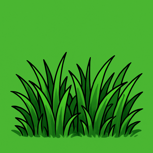 Makeup green colour background in the background and grass.
In-Game asset.  2d.  High contrast.  No shadows
