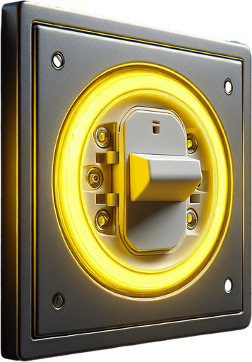 Photorealistic Yellow led standby led into light switch,front view.