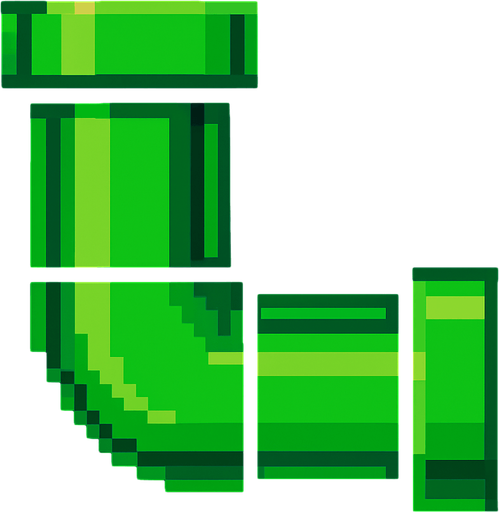 Pixel Art 2d Pipe.
In-Game asset.  2d.  High contrast.  No shadows