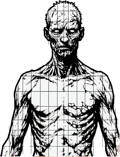 Make a person looking like a zombies.
Single Game Texture. In-Game asset. 2d. Blank background. High contrast. No shadows.