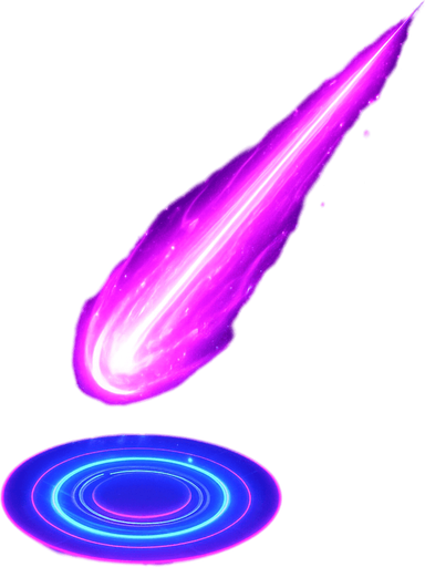 down Isometric neon cyberpunk magic spell beam comet light hologram sparkles glow