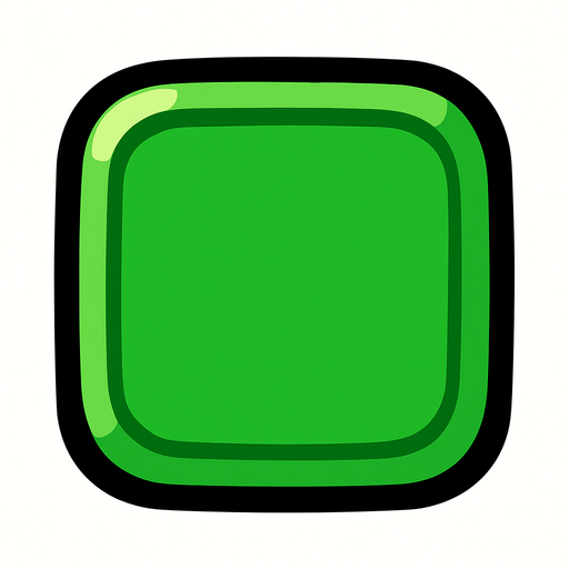 Cuadrado verde con lados circulares.
In-Game asset.  2d.  High contrast.  No shadows