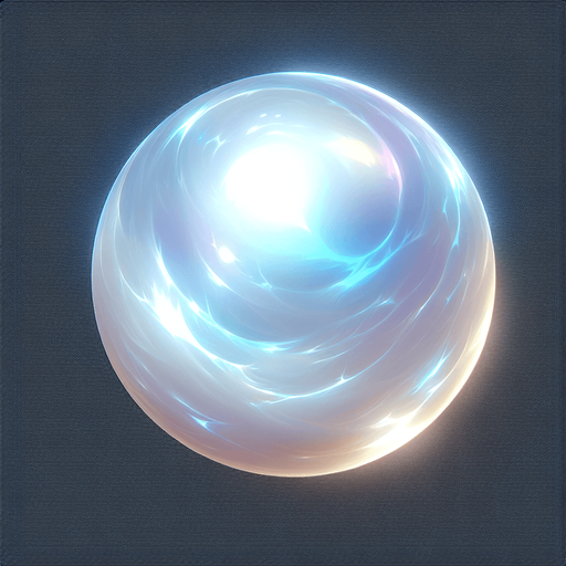 A pearl.
Single Game Texture.  In-Game asset.  2d.  Blank background.  High contrast.  No shadows