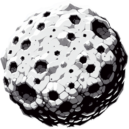 астероид.
Single Game Texture. In-Game asset. 2d. Blank background. High contrast. No shadows.