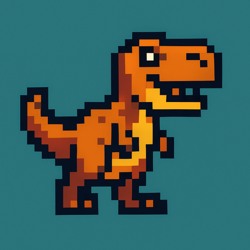 Trex pixel.
In-Game asset.  2d.  High contrast.  No shadows