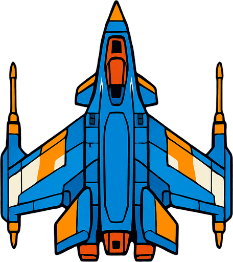 An space fighter jet viewed from the top.
In-Game asset.  2d.  High contrast.  No shadows