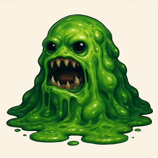 realistic slime monster.
In-Game asset.  2d.  High contrast.  No shadows
