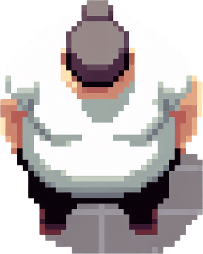 fat white tourist, from above, top down, flat, 8bit style, pixelart.
Single Game Texture. In-Game asset. 2d. Blank background. High contrast. No shadows.