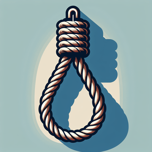 a hanging rope.
Single Game Texture.  In-Game asset.  2d.  Blank background.  High contrast.  No shadows