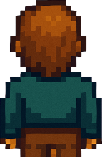 yellow plus brown haired man pixel art with different colors of clothing