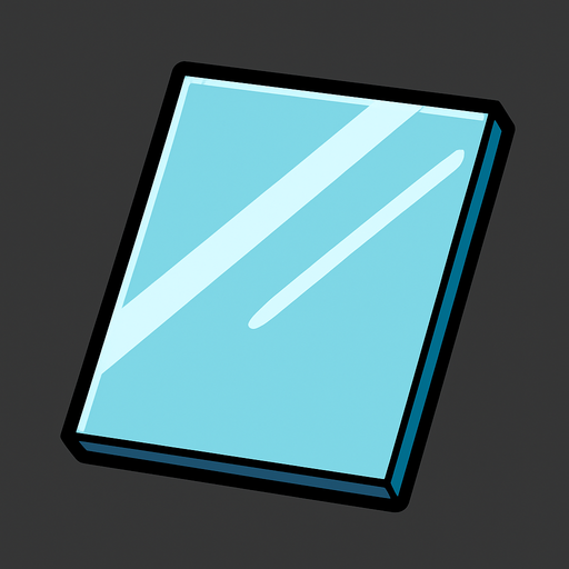 flat glass.
In-Game asset.  2d.  High contrast.  No shadows
