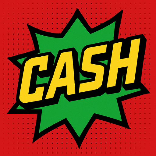 Display icon that says cash sci fi comic style font.
In-Game asset.  2d.  High contrast.  No shadows