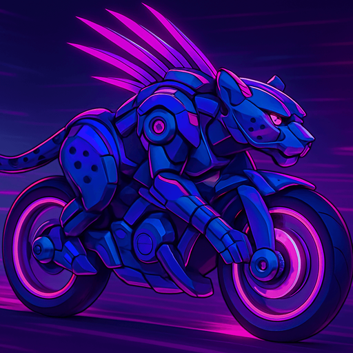 cyberpunk American anime koraidon Miraidon-esque motorcycle animal futuristic cheetah-meets-motorcycle
