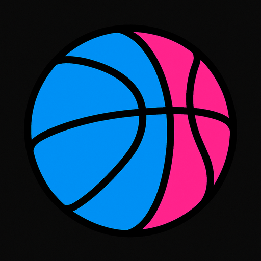 A half blue and half pink Basketball.
In-Game asset.  2d.  High contrast.  No shadows