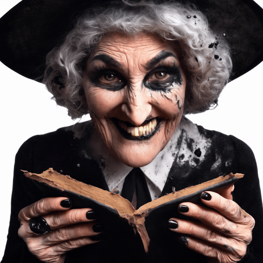 same witch covered in soot after a laboratory explosion, like in cartoons