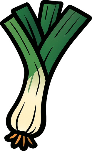 poireau.
In-Game asset.  2d.  High contrast.  No shadows
